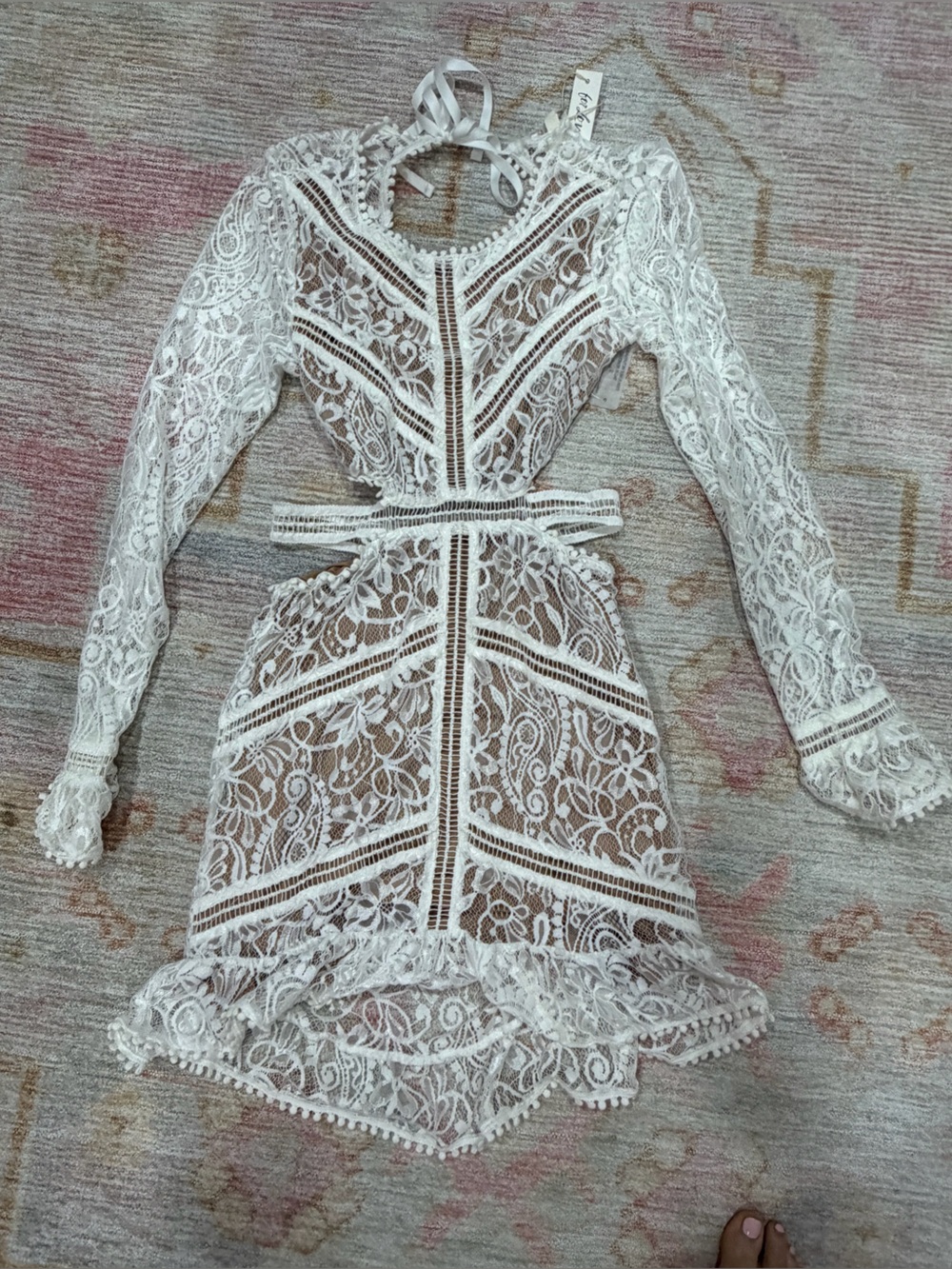 For Love And Lemons Brown Bodysuit with White Lace Trim - Picture 7 of 7